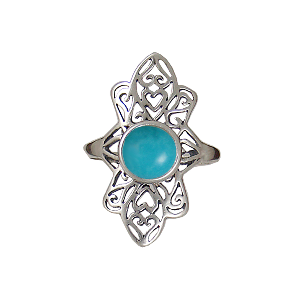 Sterling Silver Filigree Ring With Turquoise Size 6